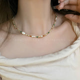 Daiiibabyyy  Natural Stone Baroque Freshwater Pearl Beaded Choker Necklac For Women Party Elegant Trendy Jewelry Gifts