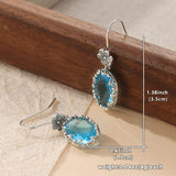 Daiiibabyyy  Elegant Exquisite Inlaid Blue Synthetic Zirconia Silvery Plated Pendant Earrings for Women Fashion Banquet Wedding Jewelry Gifts