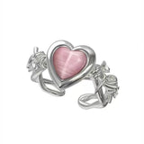 Daiiibabyyy  Korea Cute Rabbit Ear Rings Girl Women Bunny Zircon Jewelry Opening Rings For Girlfriend Sweet Cool Wind Jewelry Gifts