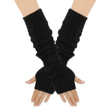 Daiiibabyyy  2PCS Women's Knitted Arm Warmers Gloves: Cable - Knit Design, Fingerless, Warm & Stylish For Autumn, Winter, Daily Wear, Office
