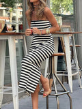 DAIIIBABYYY  -  Maxi Dress Fashion Holiday Women Summer Striped Loungewear Sleeveless Slim Sheath Dress Backless Elegant Ladies Dress Streetwear