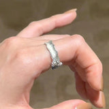 Daiiibabyyy  Blue Water Drop Zircon Open Ring for Women Exquisite Retro Irregular Adjustable Finger Ring Sweet Casual Versatile Jewelry Gift
