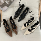 Daiiibabyyy 2024 Spring Women White Black Shallow Women Flats Shoes Pointed Toe Soft Leather Flat Ballerinas Ladies Elegant Dress Balltes
