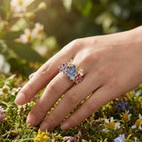 Daiiibabyyy  All-match Painting Oil Flower Ring Multicolor Petal Stretch Ring Zinc Alloy Classic Opening Ring Party