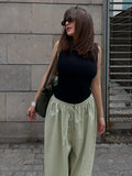 Daiiibabyyy  Lazy Wide-Leg Loose Lantern Pants Women's Spring Autumn Street Style Fashionable Comfortable Dopamine Color System Casual Pants