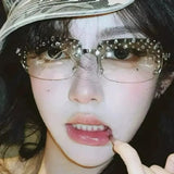 Daiiibabyyy  Fashion Ghotic Unisex Sunglasses Women Y2K Cycling Sports Punk Goggle Shiny Diamond Luxury Sun Glasses for Female Men Eyewear