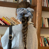 Daiiibabyyy  Elastic Flower Hair Scrunchies Cloth Korean Style Blue Plaid Hair Ring Ponytail Holder Hair Rope Lattice Hair Tie Daily