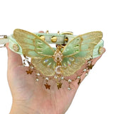 Daiiibabyyy  Green Butterfly Necklace Choker French Sweet Vintage Temperament Cross Tassel Collarbone Chain Harajuku Choker Y2k Jewelry