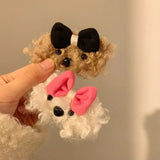 DAIIIBABYYY  -  Cute Plush Bow Dog Hair Clip Women's Winter bangs Side BB Clip Plush Hair Clip Children's Headwear Hair Accessories