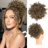 Daiiibabyyy  Messy Curly Hair Bun Ponytail Extensions Wig Synthetic Curly Wavy Hair Ponytail with Drawstring&Combs for Women Daily Party Wear