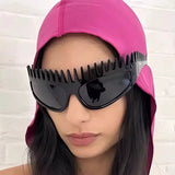 Daiiibabyyy  New Fashion Punk Black Headband Sunglasses High-End Sense Women's Sun Glasses Special Shape Outdoor Casual Sunglasses Decoration