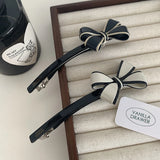 DAIIIBABYYY  -  Korean New Retro Knotbow Hair Accessories Fashion Black White Acetic Acid One Word Hair Clip Spring Clip For Woman Girls