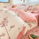 DAIIIBABYYY  -  Bedding Class A All Cotton Face Mask Dormitory Skin friendly Fresh Bed Sheet and Quilt Cover Pure Cotton Four piece Set Three