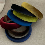 Daiiibabyyy  Women's Velvet Padded Headband Wide Sponge Hair Hoop for Crown Volume Vintage Style Hairband Soft Touch Daily Hair Accessories