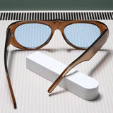 DAIIIBABYYY  -  Retro Large Sunglasses for Women Fashionable Wide Legs New Large Frame Sunglasses Gradient Color Personalized Glasses Goggles