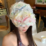 Daiiibabyyy  Women's American Retro Star Beret British Style Casual Newsboy Cap Simple Face Slimming Hat Classic Artist Flat Paperboy Cap