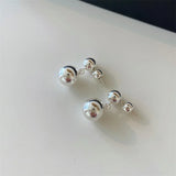 Daiiibabyyy  Simple Silver Color Earrings for Women Trendy Metal Glossy Ball Dangle Earrings Silver Pin High Quality Woman Jewelry