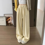 Daiiibabyyy  Solid High Waisted Sweatpants Women Lightweight Casual Spring Fall Wide Leg Pants Fashion Simple Lazy Draped Loose Trousers
