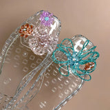 Daiiibabyyy  Crystal Handcrafted Beaded Jelly Shoes Shoes Buckles Sandals Accessory DIY Decorative Shoe Flower Slippers Jewelry Accessories