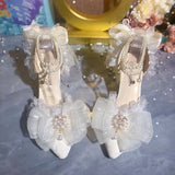 Daiiibabyyy  Elegant Womens Dress Shoes White Lolita Mary Jane Shoes Woman Luxury Designer Pearl Lolita Sandals Sling Back Heels Women