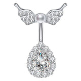 Daiiibabyyy  Y2K Jewelry Shiny Crystal Heart Wings Navel Ring Sexy Cool Accessory Geometric Fashion Navel Rings Body Piercing