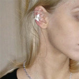Daiiibabyyy  Fashion Silver Color Star Ear Clip for Women Simple Metal Geometric Star Ear Bone Clip Earrings Party Jewelry