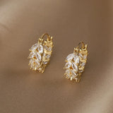 Daiiibabyyy  Rhinestone U-shaped Wheat-ear Geometric Ear Buckle Temperament All-matching Hoop Earrings Commuter Charms Jewelry
