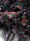 Daiiibabyyy  Early Fall Floral Print Ruffle Mesh Skirt Women Irregular Flowy A-line Midi Skirt for Travel, Beach, Shopping