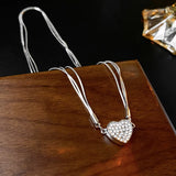 Daiiibabyyy  Heart-shaped Multi-layer Magnet Necklace for Women Fashionable and Versatile Ins Collarbone Chain Light Luxury Jewelry