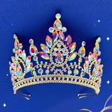 Daiiibabyyy  Luxury Baroque Vintage Water Drop AB Crystal Tiara For Women Wedding Girls Birthday Party Elegant Crown Hair Accessories