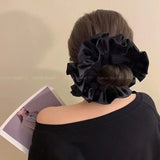 DAIIIBABYYY  -  Ballet style pleated lace double-layer satin large intestine headband oversized meatball hairrope hair tie rubber band headband