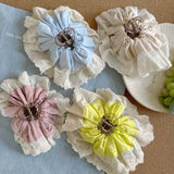 Daiiibabyyy  French Girly Lace Ruffle Cloud Flower Hair Claw Clips Soft Cotton Women Daily Wedding Elegant Lazy Bun Fashion Hair Accessories