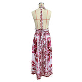 DAIIIBABYYY  -  Summer New Women's Fashion Sexy Printed Neck Medium And Long Dress
