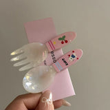 DAIIIBABYYY  -  2pcs Fruit Juice Series Hairpin Cute Grape Watermelon Makeup Clips Traceless Hair Clips Hair Accessories Glitterpink Bangs Clips