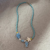 DAIIIBABYYY  -  Charm Ceramic Cartoon Fish Pendant Necklace For Women Girls Colorful Rice Beads Starfish Choker Beach Party Jewelry