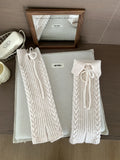 Daiiibabyyy  Y2K New Millennium Hot Girl Strap Knit Leg Warmers Ins Simple Split Folded Edge Leg Warmers Winter Warm Thick Yarn Leg Warmers