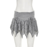 DAIIIBABYYY  -  Y2k Aesthetic Lace Flower Patchwork Mini Skirts Women High Waist Irregular Skirt Summer Streetwear Grunge Fairy Bandage Faldas