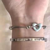 Daiiibabyyy  Korean Fashion Blue Heart Bracelet for Women Fashion Vintage Charms Geometric Heart Bead Bracelet Accessories Y2K Jewelry