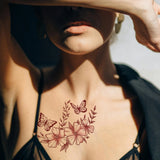 Daiiibabyyy  1 Sheet Butterfly Flower Temporary Tattoo Stickers, Waterproof Fake Tattoos Last for 2-5 Days
