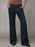 Daiiibabyyy  Spring Women's Clothing High Waist Wide Leg Pants For Woman Flowy Slimming Casual Trousers Polyester Full Length Elegant