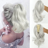 Daiiibabyyy  Synthetic Ponytail Extension Short Wave Curly Ponytail Clip in Claw Hair Extension Natural Synthetic Hairpiece for Women
