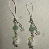 DAIIIBABYYY  -  cute four leaf clover beaded phone charm y2k cat Handmade keychain jewelry