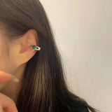 Daiiibabyyy  Fashion Shiny Pink Zircon Heart Hairpin Ear Clip for Women Punk Metal Geometric No Piercing Ear Cuff Aesthetics Y2K Jewelry