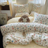 DAIIIBABYYY  -  Instagram Cartoon Cute Pure Cotton Four Piece Set, All Cotton Bed, Nantong Home Textile Quilt Cover, Student Three Piece Set,