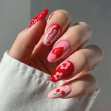Daiiibabyyy 24Pcs Almond False Nails with Leopard Print Designs Long Stiletto French Press on Nails Wearable Spike Full Cover Fake Nail Tips