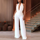 DAIIIBABYYY  -  Women 2 Pieces Pants Sets 2025 Summer New White Blouse V Neck Backless & Long Trousers Straight Elegant Birthday Party Overalls