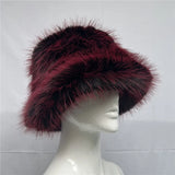 Daiiibabyyy  y2k Fluffy Faux Fur Bucket Hat Women Rabbit Fur Warm Thick Plush Winter Hat Lady Luxury Fashion Furry Panama Fisherman Cap