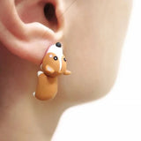 Daiiibabyyy 1Pair Cute Animal Biting Stud Earrings Women Girl Cartoon Shark Dinosaur Resin Stud Earring Ear Studs Bite Funny Jewerly Gift