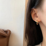 Daiiibabyyy  1 Pair Simple Ear Buckle for Women Fashion Copper Plated with Golded Design Hoop Earrings Fashion Jewelry Gifts