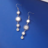 DAIIIBABYYY  -  Stainless Steel Bohemian Sun Drop Earrings Gold Color Women Long Earrings Fashion Kpop Jewelry Birthday Gift for Friends
